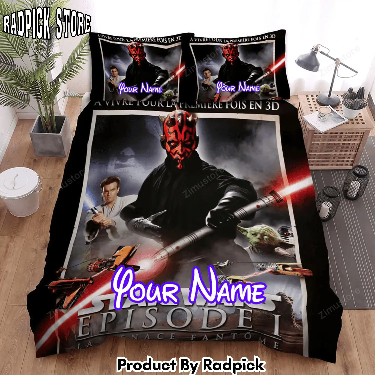 Radpick star wars episode i the phantom menace la menace fantome movie poster bed sheets spread comforter duvet cover personalized name bedding sets rp3271986